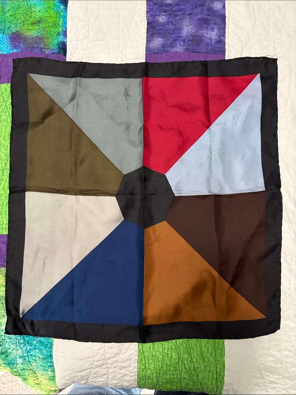 Multicolor Geometric Silk Scarf